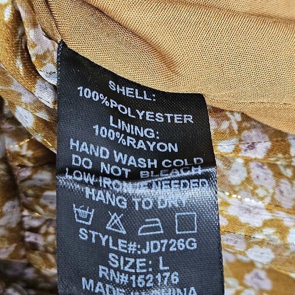 Reset By Jane Lena Babydoll Dress Gold Floral Size Large NWT - Picture 9 of 9